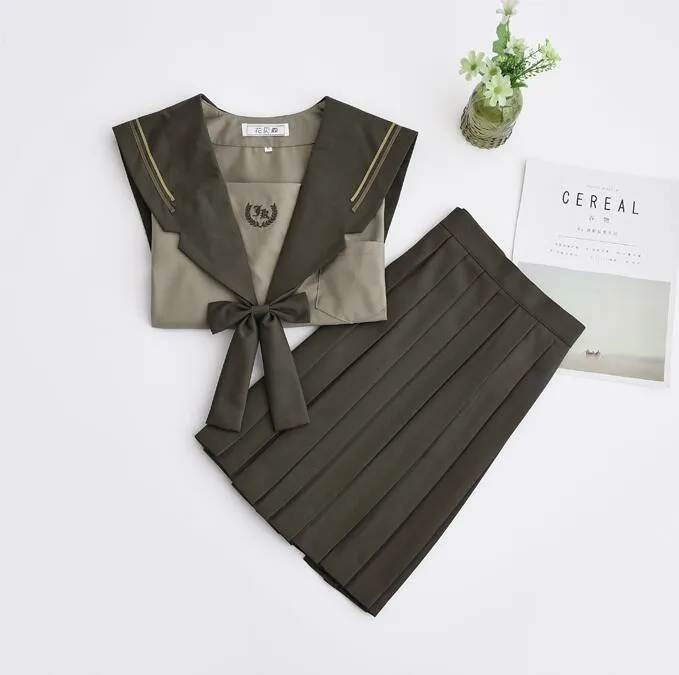 Japanese Orthodox Soft Girl JK Uniform Skirt Milk Tea Brown Kanto Transformed Two Sailor Suits for Students N1 | Тематическая