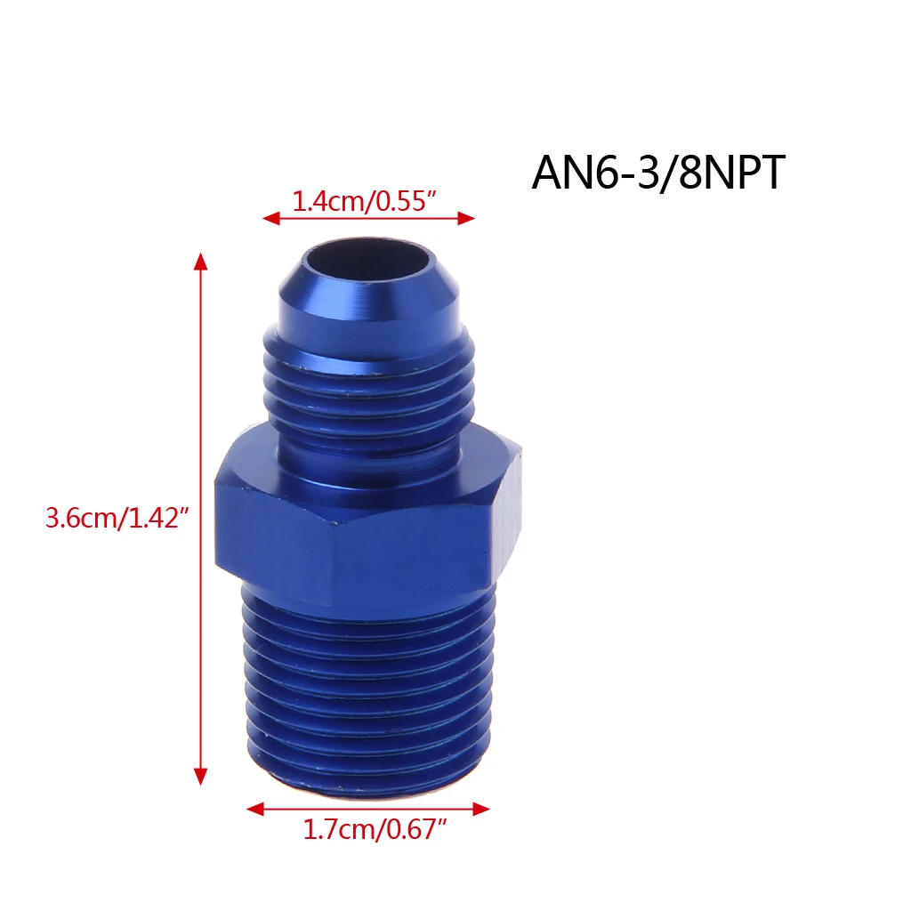 Различные AN6 AN8 NPT прямой мазута воздуха системы шланг Конец фитинг адаптер синий 1/2 1/4 3/8