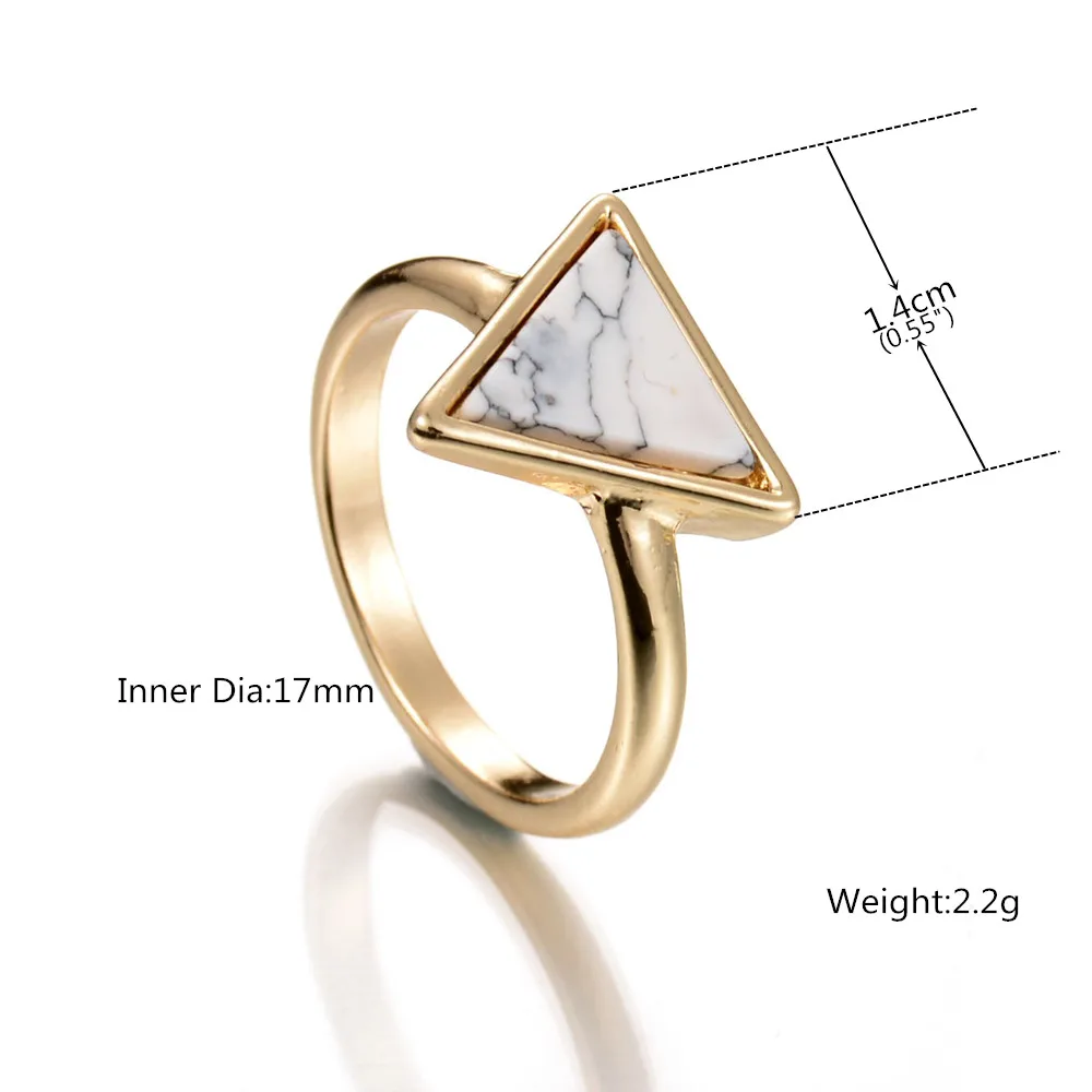 Женское кольцо в стиле панк-рок GEREIT белое искусственный мраморный камень