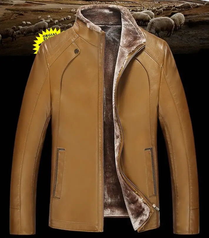 

M-3XL, лидер продаж, зимний мужской новый модный утепленный костюм среднего возраста, большой размер, куртка из искусственной кожи