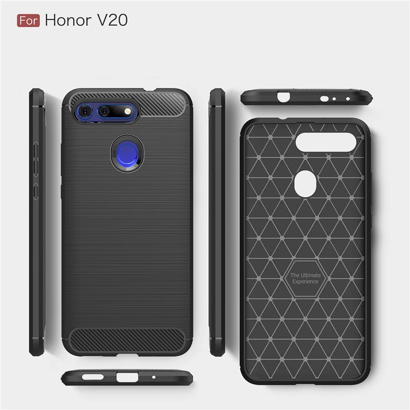 Чехол из углеродного волокна Wolfsay для Huawei Honor View 20 резиновый бампер силиконовый