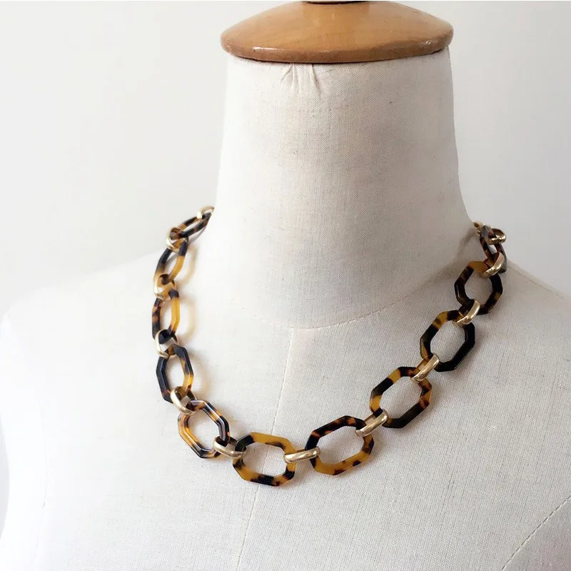 Ожерелье цепочка из смолы с леопардовым принтом модные мужские и женские