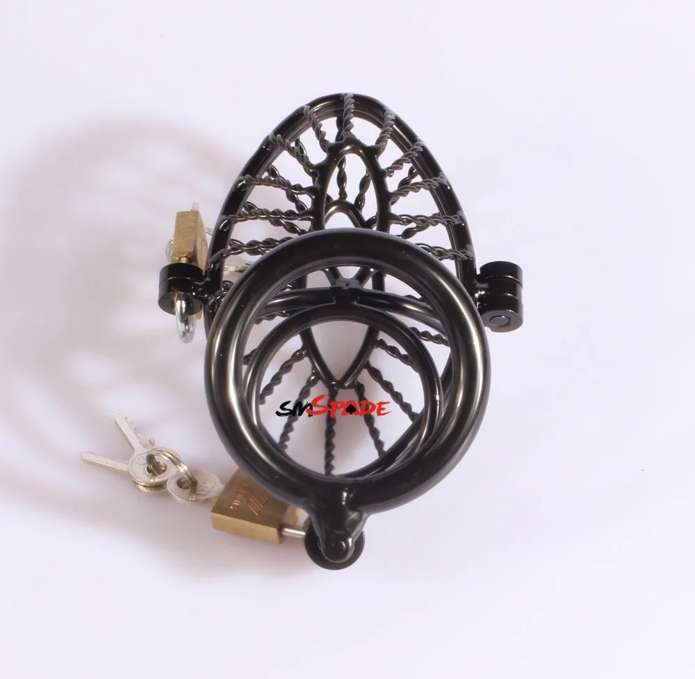 45 мм Клетка для пениса из нержавеющей стали с двумя замками черное железное