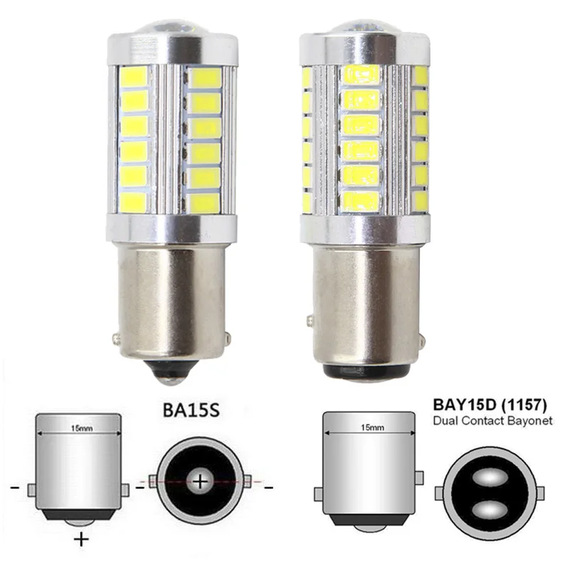 Светодисветодиодный RXZ P21W P21/5W 2 шт. 1156 1157 BA15S BAY15D 33smd светодиодная лампа для