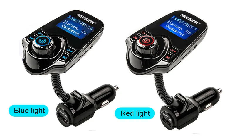 AGETUNR T10 1,4" Bluetooth автомобильный комплект громкой связи FM передатчик MP3 музыкальный плеер 5V 2.1A зарядных порта USB для автомобиля Зарядное устройство Поддержка AUX вход и выход