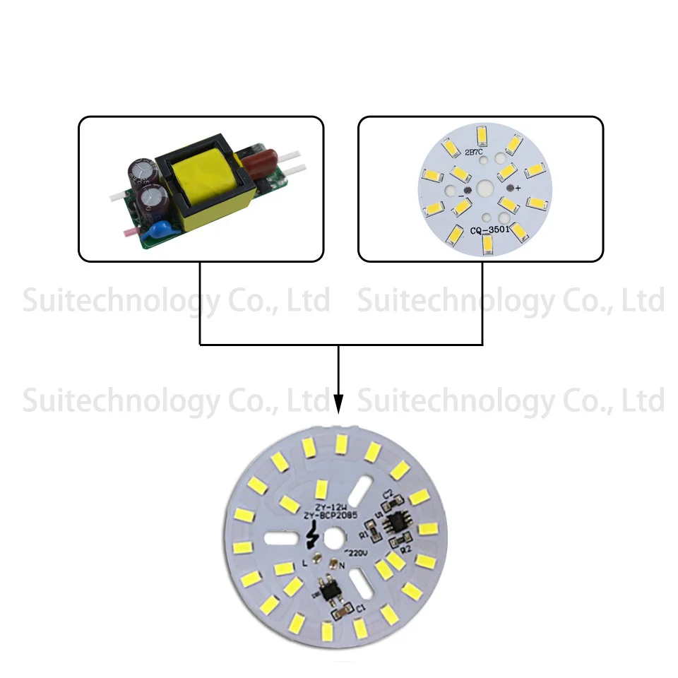 3 Вт 5 7 12 18 AC220V лампа умная IC SMD5730 алюминиевая пластина чистый белый теплый для DIY