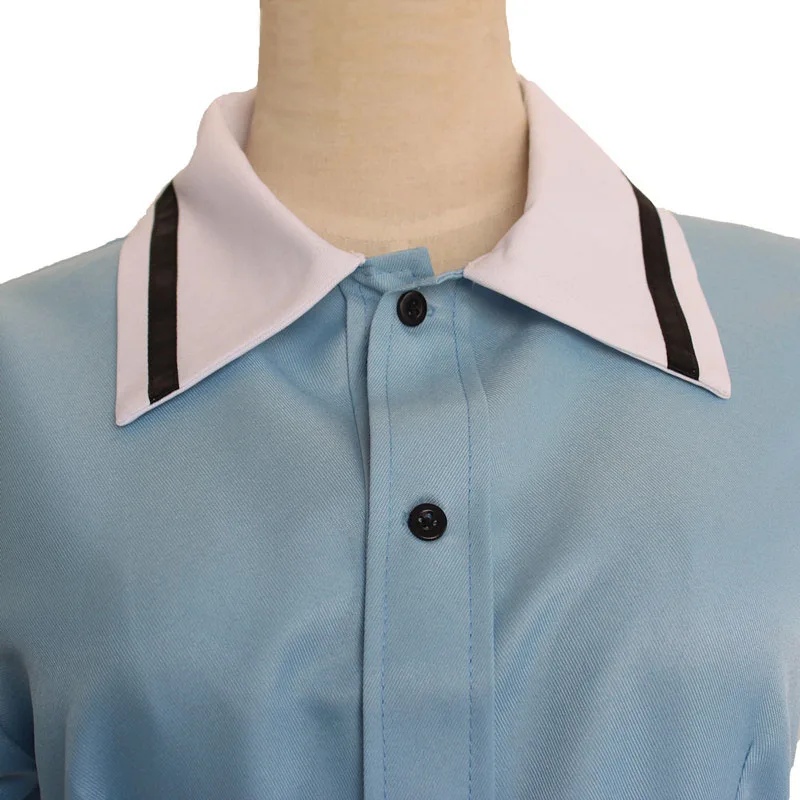 Косплей костюм голубой горничной стилизованный на Хэллоуин для взрослых с S