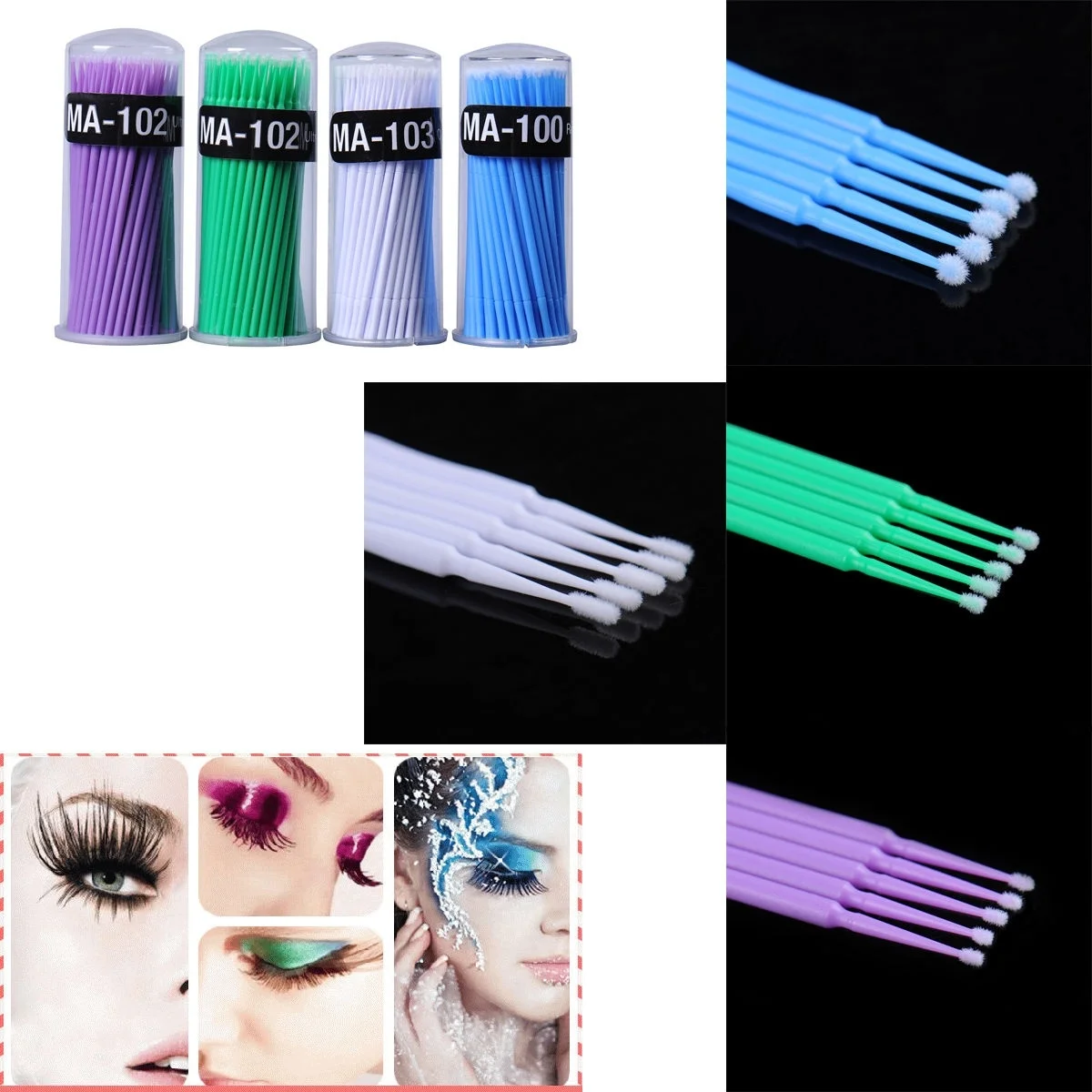 100 шт Одноразовые тампоны без Микро Кисти для ресниц тушь инструмент
