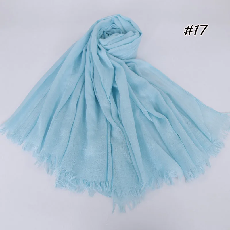 190*120cm oversize women muslim plain frayed hijab scarf femme musulman headscarf islamic shawls crinkle solid pashmina hijabs