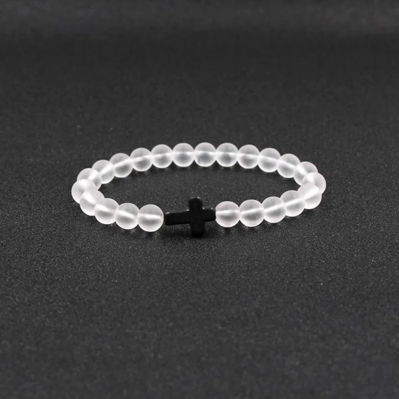 Natural Stone Beads Strand bracelet Men Cross Prayer Yoga Bracelet For Women ANGWTLY |
