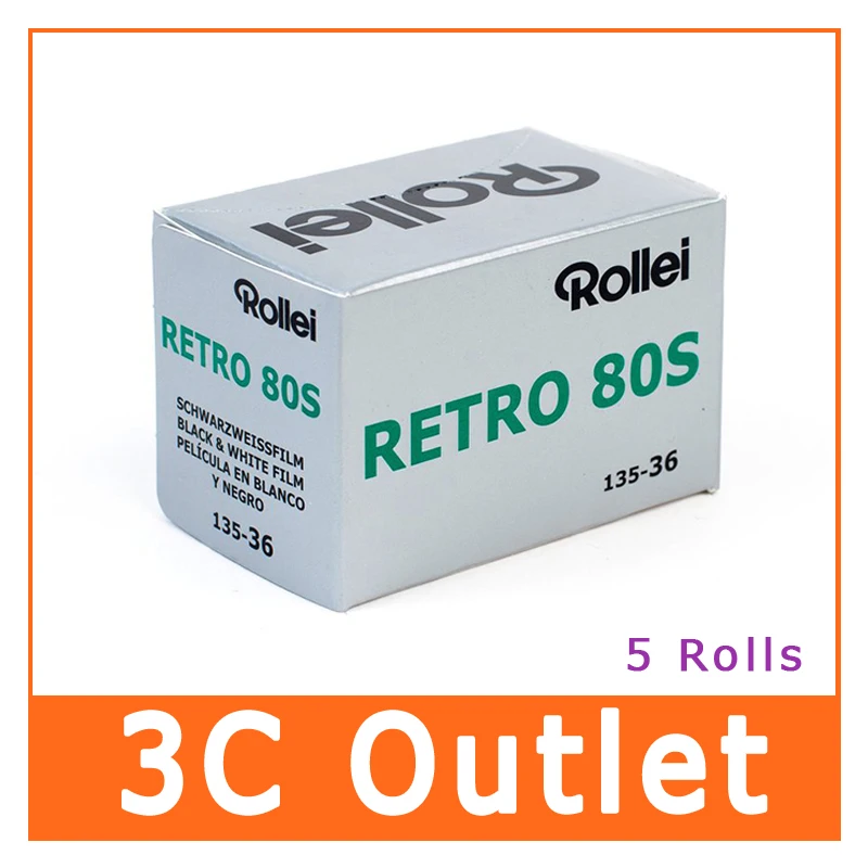 Rollei RETRO 80S 35 мм 36exp черно белая пленка 135 36 5 рулонов|Фотоплёнка| |