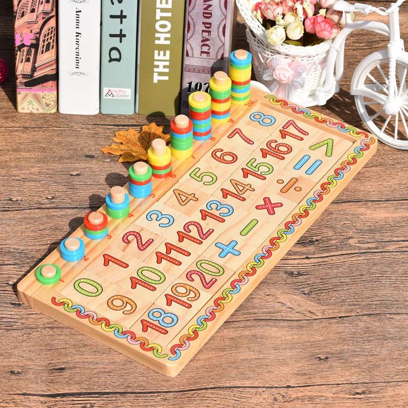 9 styles Children Montessori Math Toys Digital Shape Pairing Learning Preschool Counting Board Kids Educational Wooden gift | Игрушки и