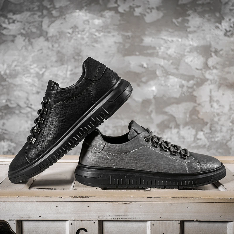 Кожаные кроссовки ONLYMONKEY на шнуровке водонепроницаемые увеличивающие