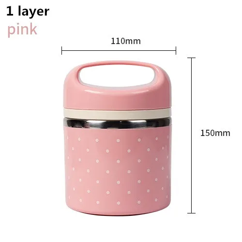 pink 1 layer DUOLVQI портативный милый мини-термоконтейнер из нержавеющей стали для еды для детей, для пикника, Bento Box, герметичный контейнер для хранения продуктов питания - Цвет: pink 1 layer