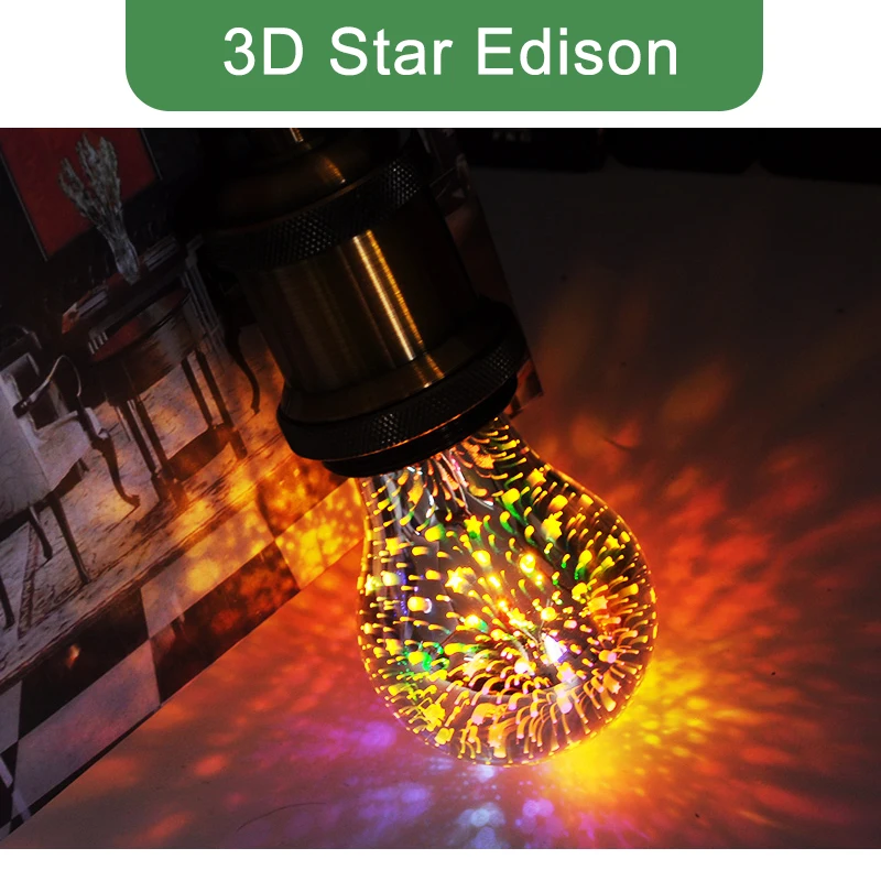 3d фейерверк Kaguyahime цветная светодиодная лампа Эдисона E27 ST64 A60 G80 G95 праздничное