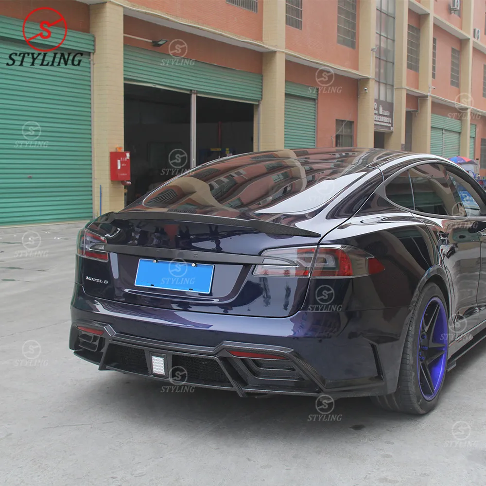 УГЛЕРОДНЫЙ Задний спойлер R стиль для Tesla модель S заднего багажника крыла черный