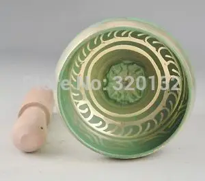 Тибетская зеленая поющая чаша Гималайская ручная чакра медитация религия