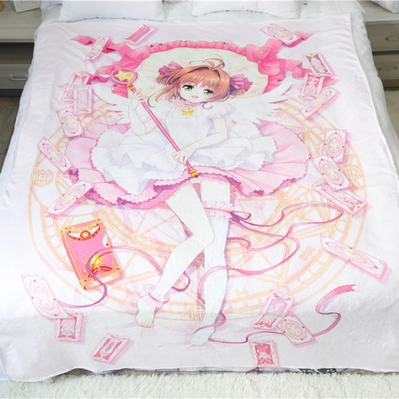 Offerte Anime JK Cardcaptor Sakura Kinomoto Cerberus Cosplay Flanella 150*200cm Coperta Sul Letto Peluche Copertura Del Sonno Biancheria Da Letto Morbido Caldo Personalizzato