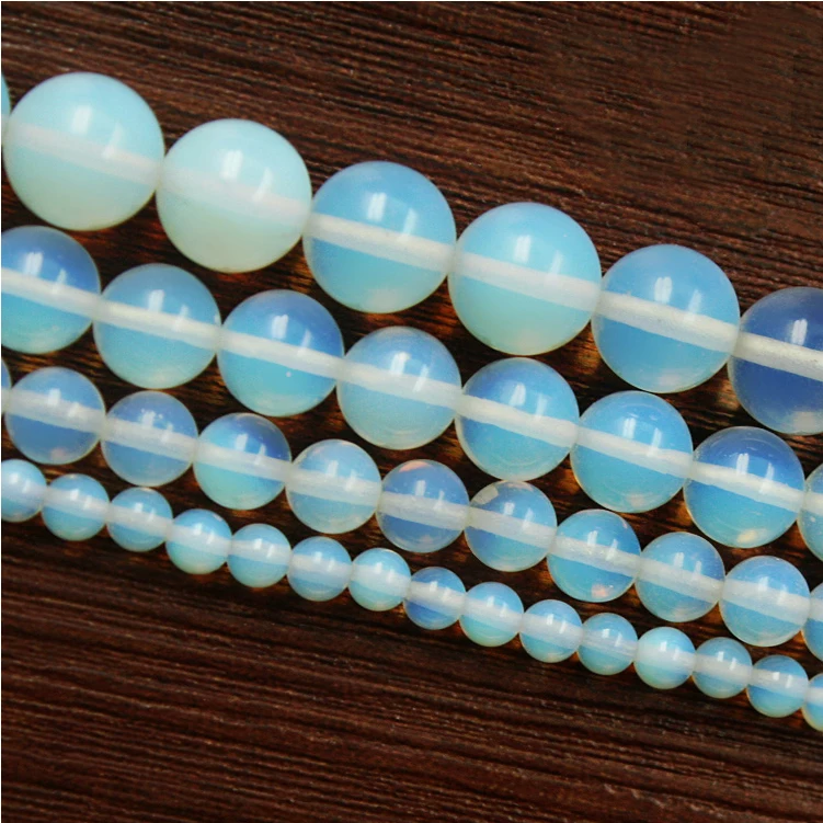 Гладкий белый опал из синтетического камня кварц бусины 4-10 мм Размер 15 дюймов Diy