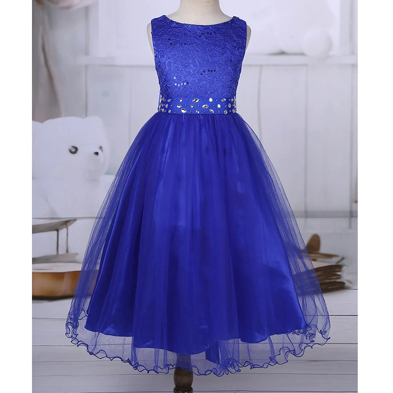 Teen Girls Sleeveless Sequins Lace Mesh Flower Girl Dress Princess Pageant Ball Gown Wedding Party with detachable sashes | Детская