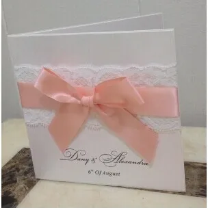 Кружевные свадебные приглашения с бантом CA0627|invitations|invitation weddinginvitation lace |