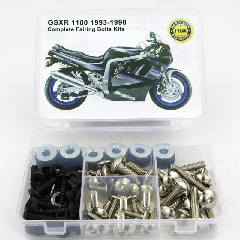 Silver Для Suzuki GSXR 1100 GSXR1100 1993-1998 полный обтекатель Болты Комплект болты для кузовных работ стальные зажимы скоростные гайки Болты - Цвет: Silver