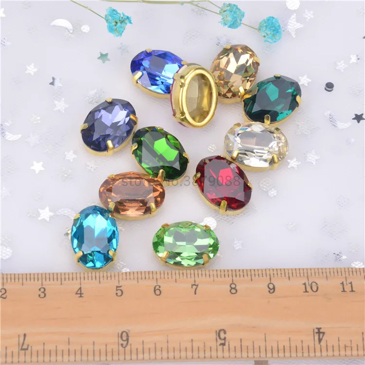 Высокое качество K9 Стекло бриллиантами 13X18Mm овальной формы с украшением в виде