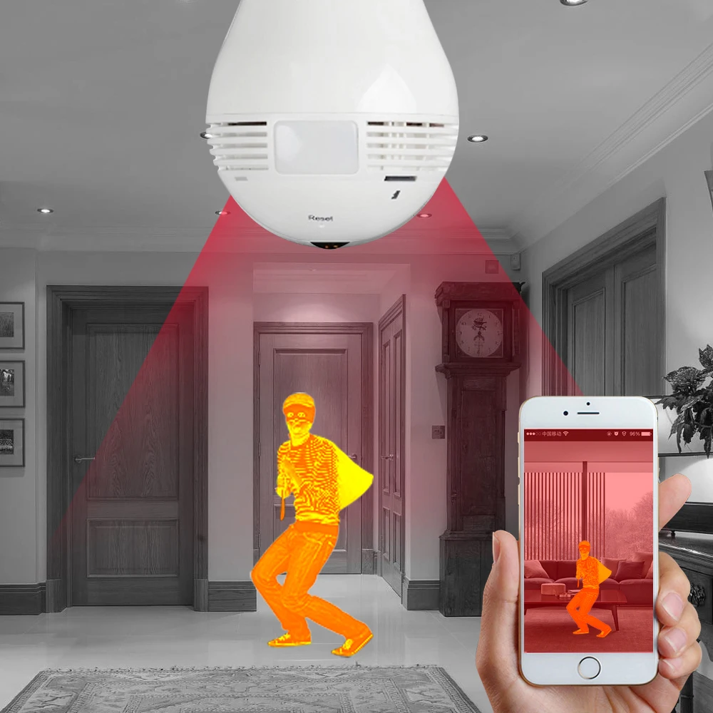 Беспроводная Wi Fi 1080P IP камера 3MP волшебная лампа безопасности рыбий глаз 360 VR