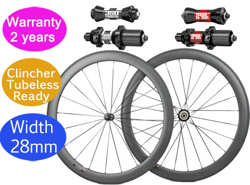 Ширина 28 мм DT 350S 240S Углеродные дорожные велосипедные колеса clincher бескамерная
