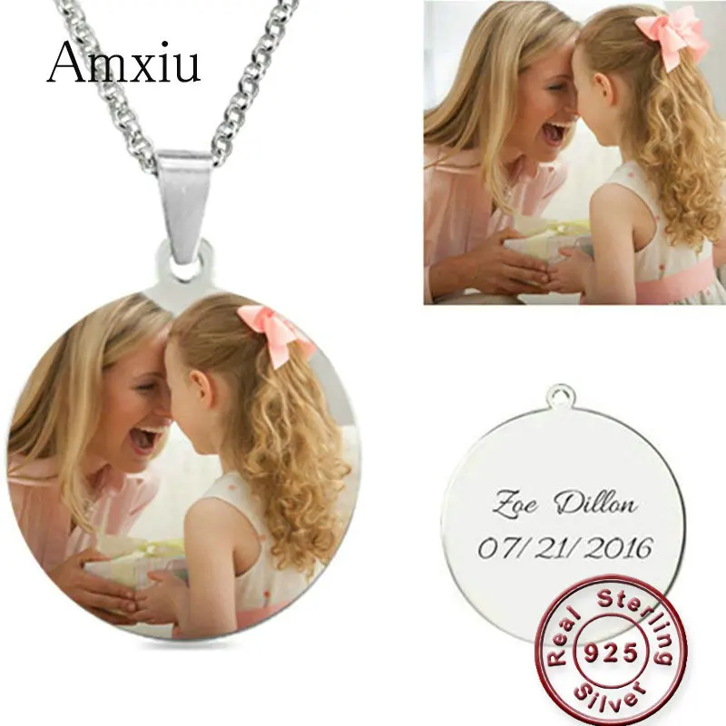 

Amxiu Custom 925 Sterling Silver Necklace Engrave Name Words Pendant Necklace Jewelry For Women Girls ID Tags Personalized Gift