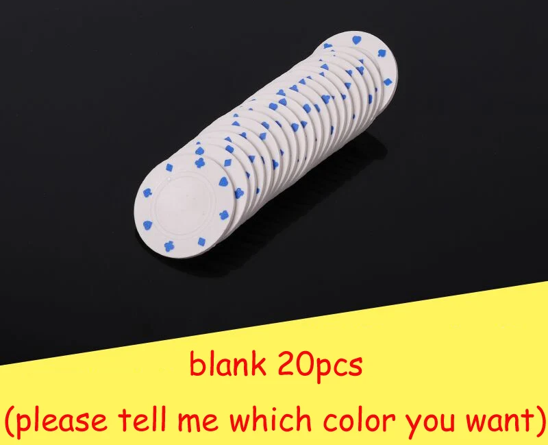 20pcs blank Texas Hold'em покерные фишки набор портативный азартные настольные игры ужин вечерние игры - Цвет: 20pcs blank