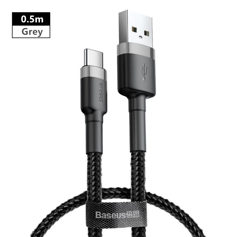 0.5m Grey Baseus usb type-C кабель для зарядки для samsung S9 S10 мобильный телефон Быстрая зарядка type-C зарядка USB провод для Xiaomi Redmi шнур для передачи данных - Название цвета: 0.5m Grey