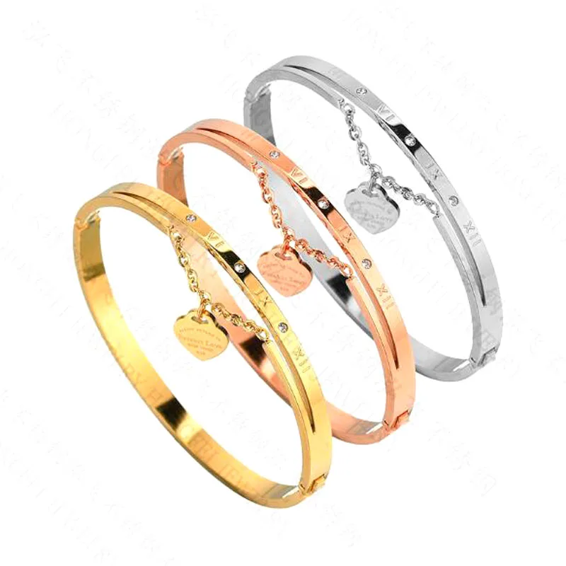 New Rome Digital Rose Golden Stainless Steel Bracelet Forever Love Hanging Hand Jewelry | Украшения и аксессуары