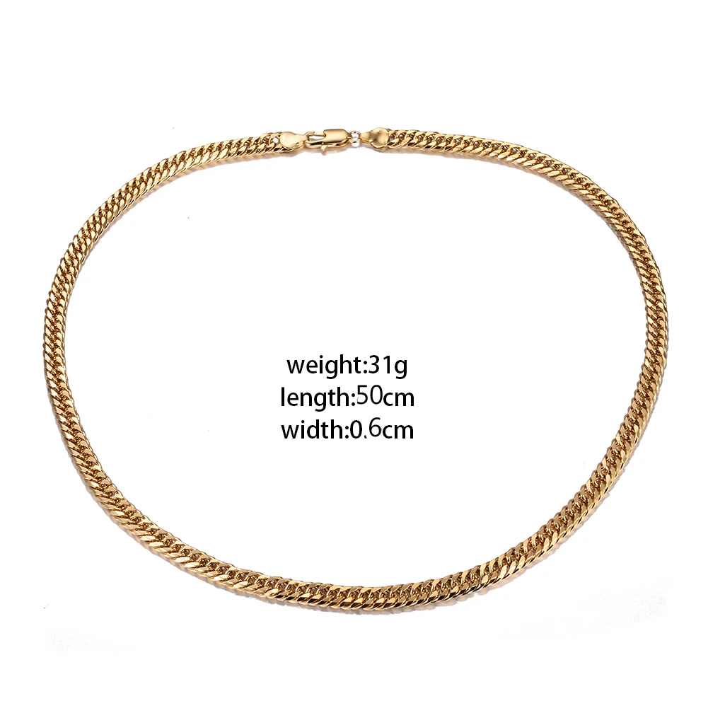 WANDO Fashoin Copper Chain Gold colour Necklaces For Men Link Chains Hiphop/Rock Jewelry 6mm width 50cm Long N16 | Украшения и