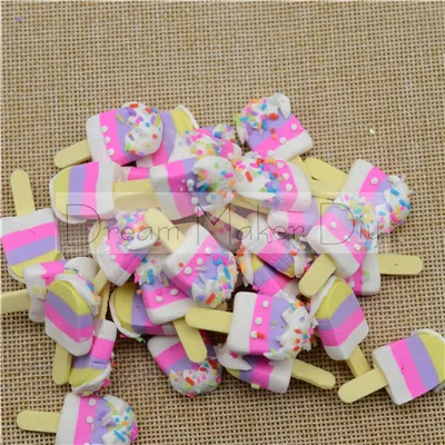 10pcs/lot Polymer Hot Clay Sprinkles Ice Cream stick for Crafts Making, DIY