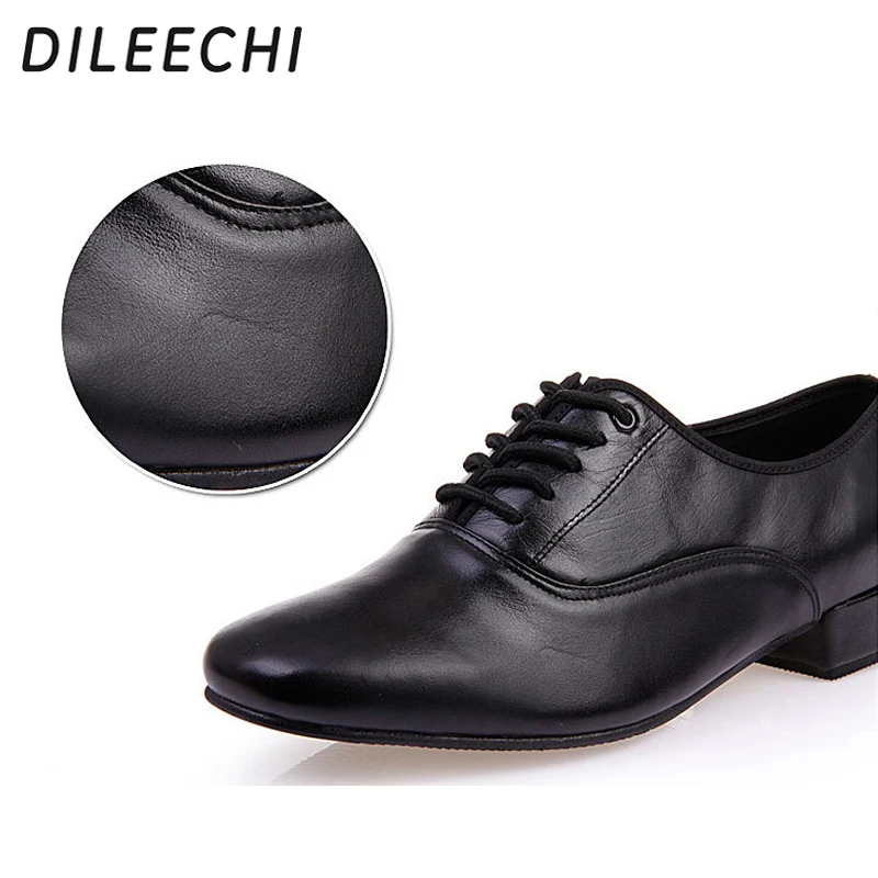DILEECHI/мужские современные туфли для танцев черные из натуральной кожи на