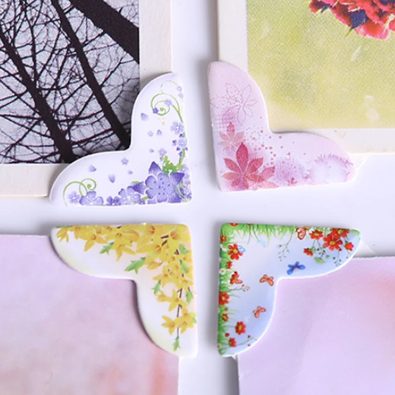 

144 шт./лот (6 листов), «сделай сам», в форме сердца, цветов, углов, наклейки для фотоальбомов, рамка, украшение, скрапбукинг, бесплатная доставка