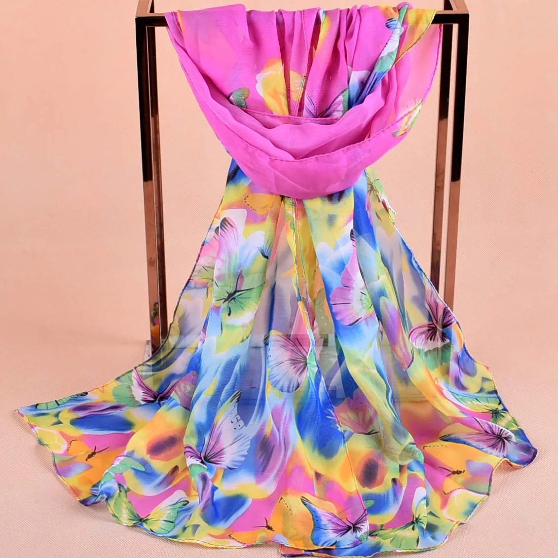 Длинные шифоновые шелковые шарфы новинка весны 2019 женские с цветочным принтом в