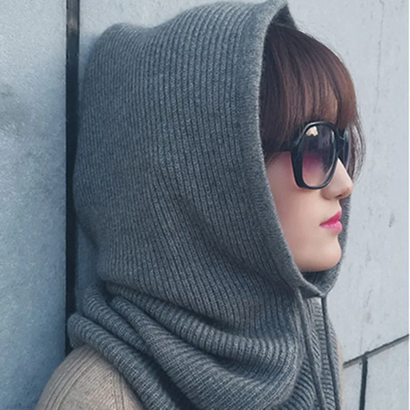 Grey Женская шерстяная Трикотажная Шапочка JECH, зимняя шапка Skullies Beanies, теплые женские вязаные Стильные Шапки с капюшоном для мужчин и женщин - Цвет: Grey