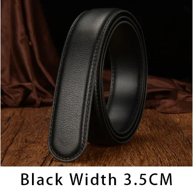 Black Width 3.5cm Фирменный деловой мужской ремень без пряжки, высокое качество, ремни из искусственной кожи 120 см, длинные автоматические ремни с пряжкой для мужчин, дешевые китайские - Цвет: Black Width 3.5cm