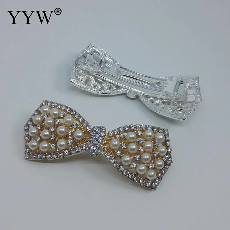2 шт. элегантные заколки для волос с бантом пластиковые жемчужины и стразы