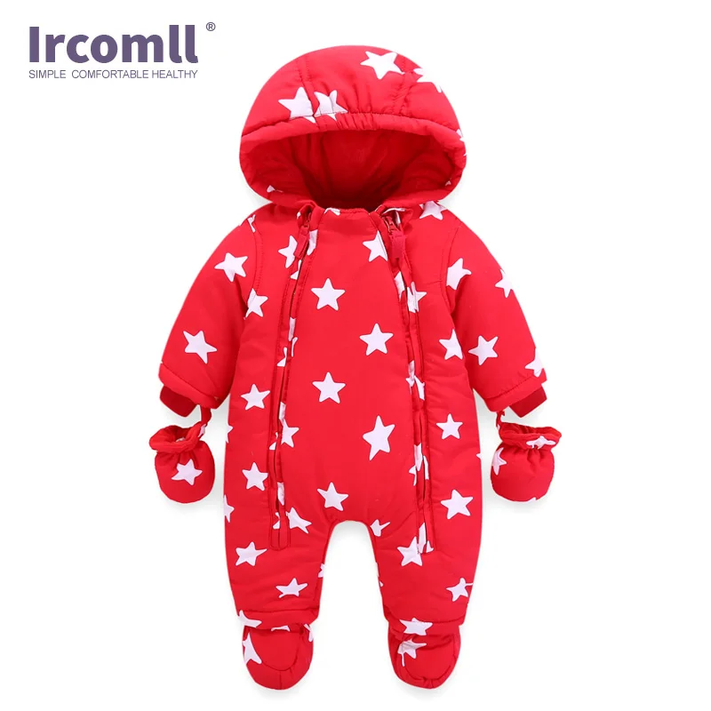 Red Ircomll/; детские комбинезоны для новорожденных; зимняя плотная теплая одежда для маленьких мальчиков и девочек; камуфляжный комбинезон с капюшоном и цветочным принтом; детская верхняя одежда - Цвет: Red