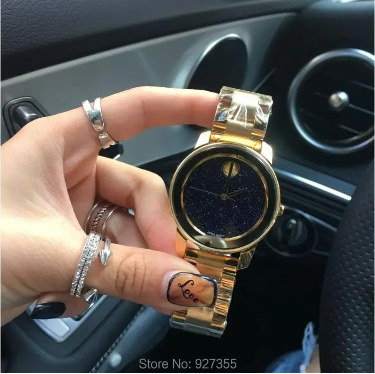 Высококачественные роскошные женские часы с кристаллами золотым платьем модный