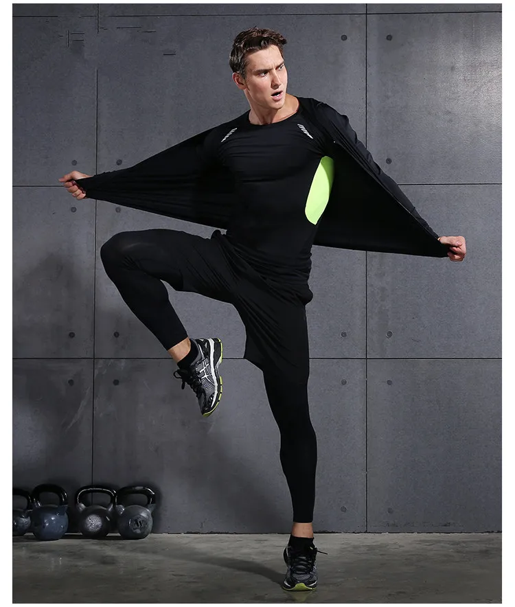 Компрессионный Набор из 7 предметов мужские спортивные костюмы набор для бега