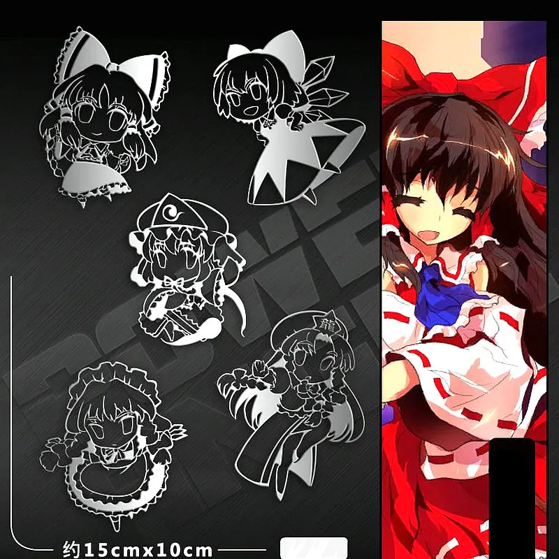 Hakurei Reimu Silver 10 шт./компл. красный/Серебряный TouHou Project аниме 3D металлический Стикеры подростков мобильного телефона Ноутбук Водонепроницаемый Декоративные DIY на Стикеры s - Цвет: Hakurei Reimu Silver