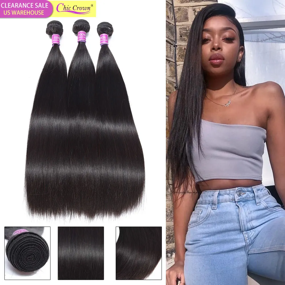 Шикарная Корона бразильские прямые человеческие волосы 100% remy переплетения пучки