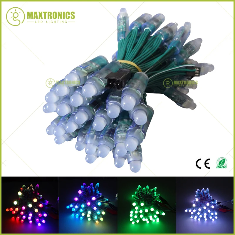 Лучшая цена 100 шт. DC5V/DC12V 12 мм WS2811 IC RGB светодиодный модуль с зеленым проводом