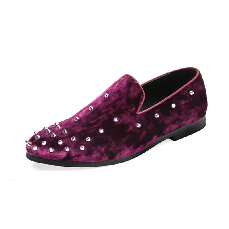 Red Men Loafers Merkmak/мужские лоферы; брендовые итальянские мокасины из натуральной кожи; модная обувь с заклепками; дышащая обувь для вождения; блестящие вечерние туфли на плоской подошве - Цвет: Red Men Loafers