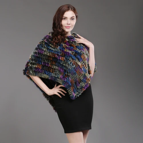 colorful 1 Горячая Распродажа! женские шарфы из натурального кроличьего меха, пончо из пашмины, женский осенне-зимний натуральный мягкий меховой шарф шаль из натурального кролика - Цвет: colorful 1