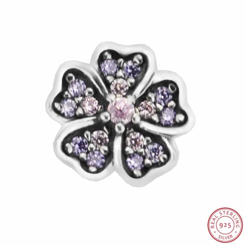 Пурпурное сердце и Cherry Blossom желая звезды подвешиваемый кулон Petite DIY Fit PANDORA талисманы Серебро 925 3 шт./лот FLS007